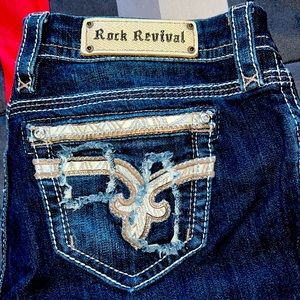 Gently used dark denim size 30 Rock Revival Jeans